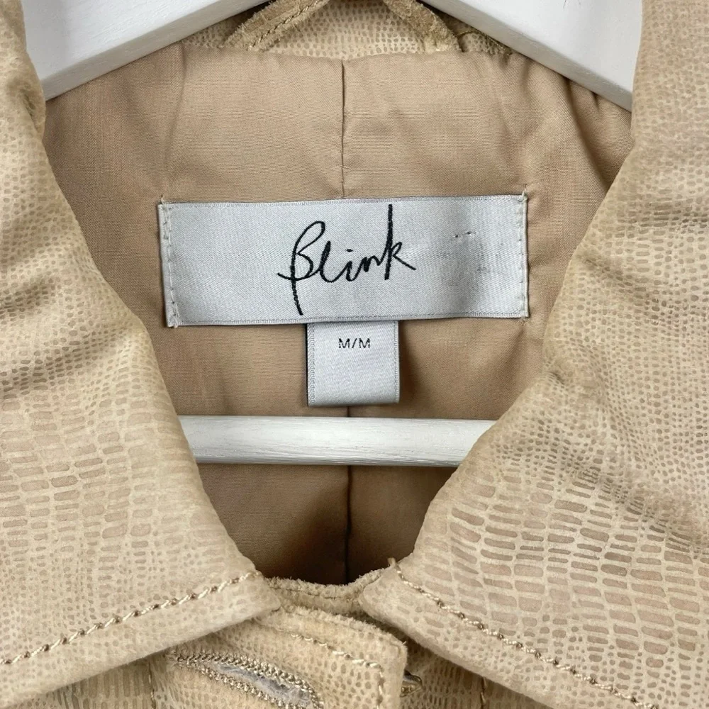 Blink Tan Lizard Print Genuine Leather Trucker Jacket Size M - Picture 5 of 7